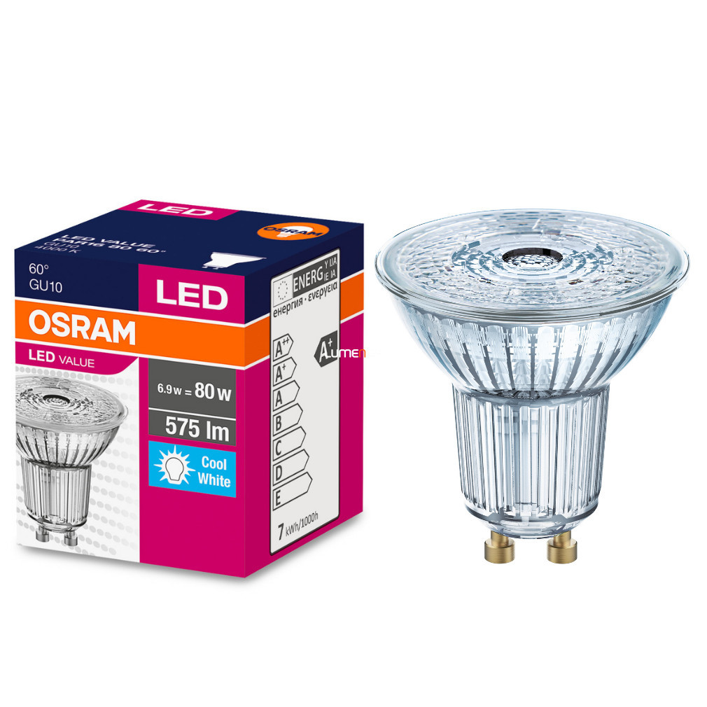 Osram GU10 LED Value 6,9W 575lm 4000K alb rece 60° - înlocuiește becul de 80W