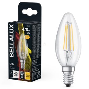   Lumânare LED Bellalux E14, 4 W, 470 lm, 2700 K, alb cald, sticlă translucidă - înlocuiește becul de 40 W - filament clasic B