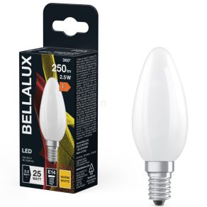   Lumânare LED Bellalux E14, 2,5 W, 250 lm, 2700 K, alb cald, sticlă opală - înlocuiește becul de 25 W - Classic B