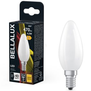   Lumânare LED Bellalux E14, 4,2 W, 470 lm, 2700 K, alb cald, sticlă opală - înlocuiește becul de 40 W - Classic B