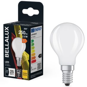   Bellalux E14 LED glob mic, 2,5 W, 250 lm, 2700 K, alb cald, sticlă opală - înlocuiește becul de 25 W - Classic P