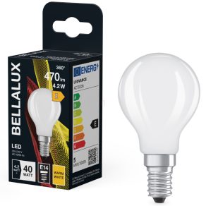   Bellalux E14 LED glob mic, 4,2 W, 470 lm, 2700 K, alb cald, sticlă opală - înlocuiește becul de 40 W - Classic P