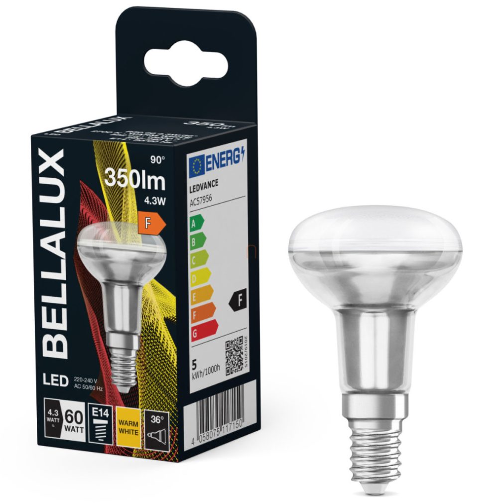 Bellalux E14 LED reflector, 4,3W, 350 lm, 2700 K, alb cald, sticlă transparentă - înlocuiește becul de 60 W - Star