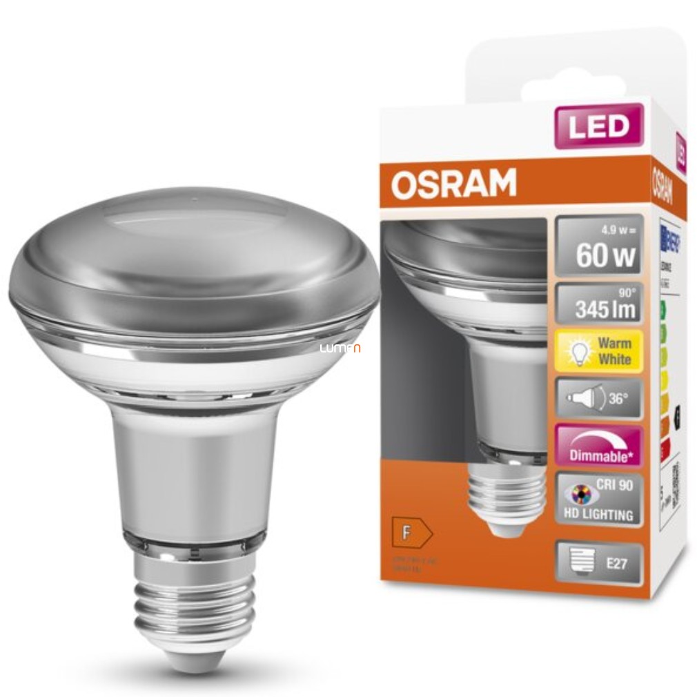 Osram E27 R63 LED SStar 5.9W 350lm 2700K alb cald, reglabil 36° - înlocuiește becul de 60W