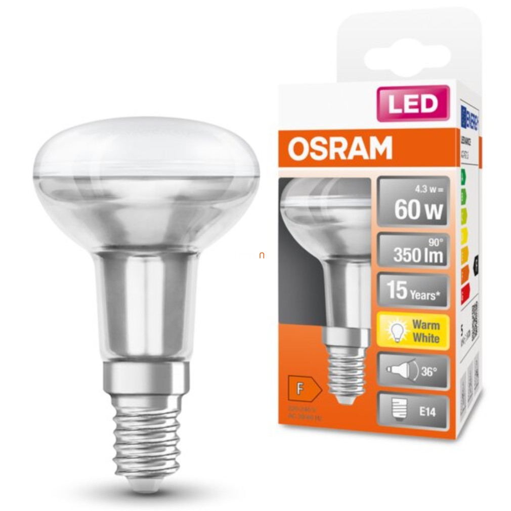 Osram E14 R50 LED Star 4.3W 350lm 2700K alb cald 36° - înlocuire bec 60W