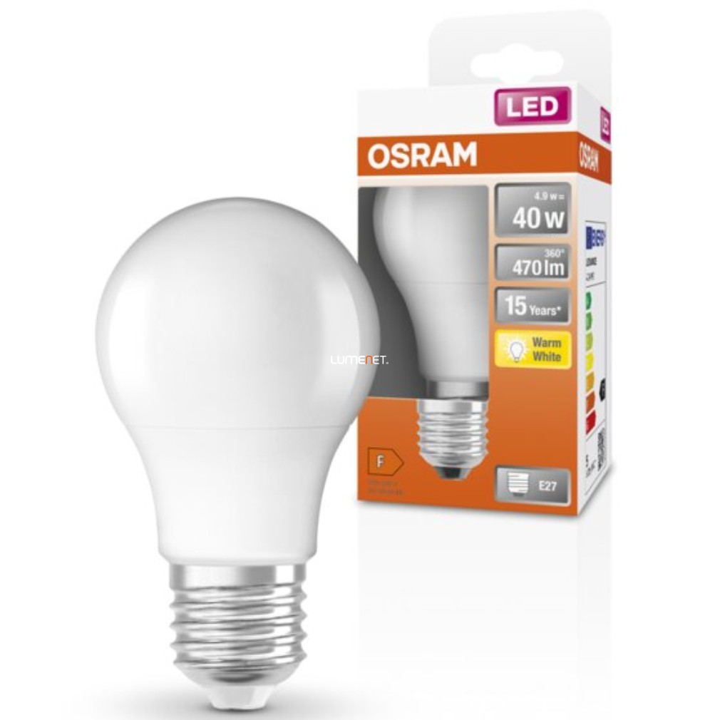 Osram E27 LED Star 4,9W 470lm 2700K alb cald 200° - înlocuire bec 40W