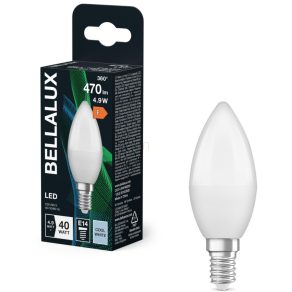   Lumânare LED Bellalux E14, 4,9 W, 470 lm, 4000 K, alb rece, plastic opal - înlocuiește becul de 40 W - Classic B
