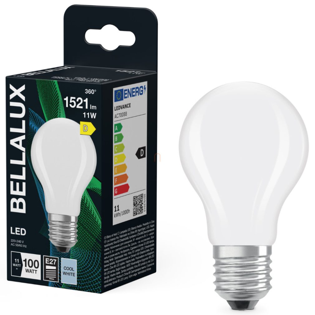 Bellalux E27 LED, 11W, 1521 lm, 4000 K, alb rece, sticlă opală - înlocuiește becul normal de 100 W - Classic A