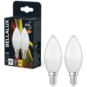   Lumânare LED Bellalux E14, 4,9 W, 470 lm, 2700 K, alb cald, plastic opal - înlocuiește becul de 40 W, 2 bucăți - Classic B