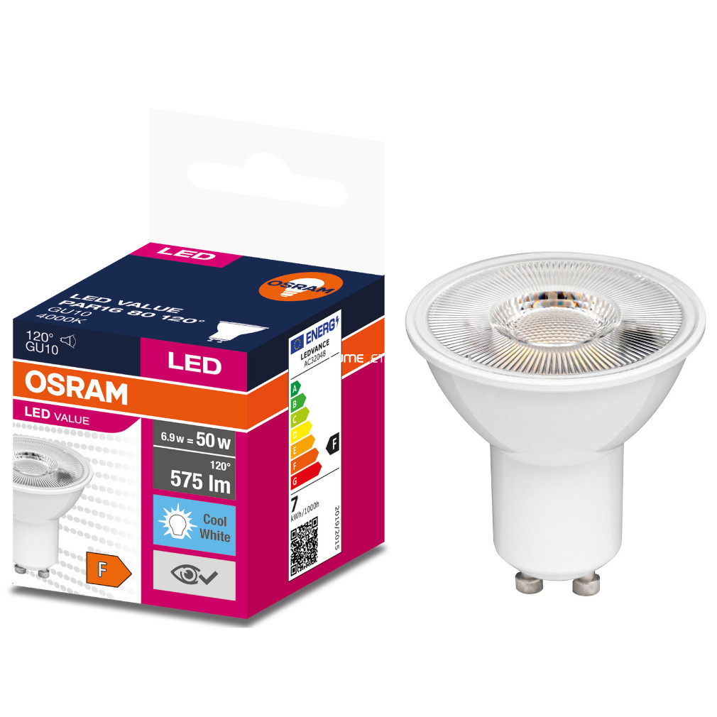 Osram GU10 LED Value 6,9W 575lm 4000K alb rece 120° - înlocuiește becul de 50W