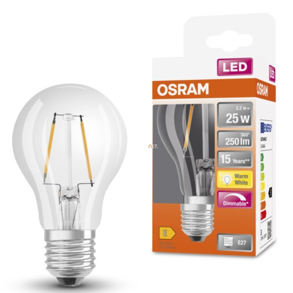 Osram E27 LED SStar 2.8W 250lm 2700K alb cald, reglabil 320° apă limpede - înlocuiește becul de 25W