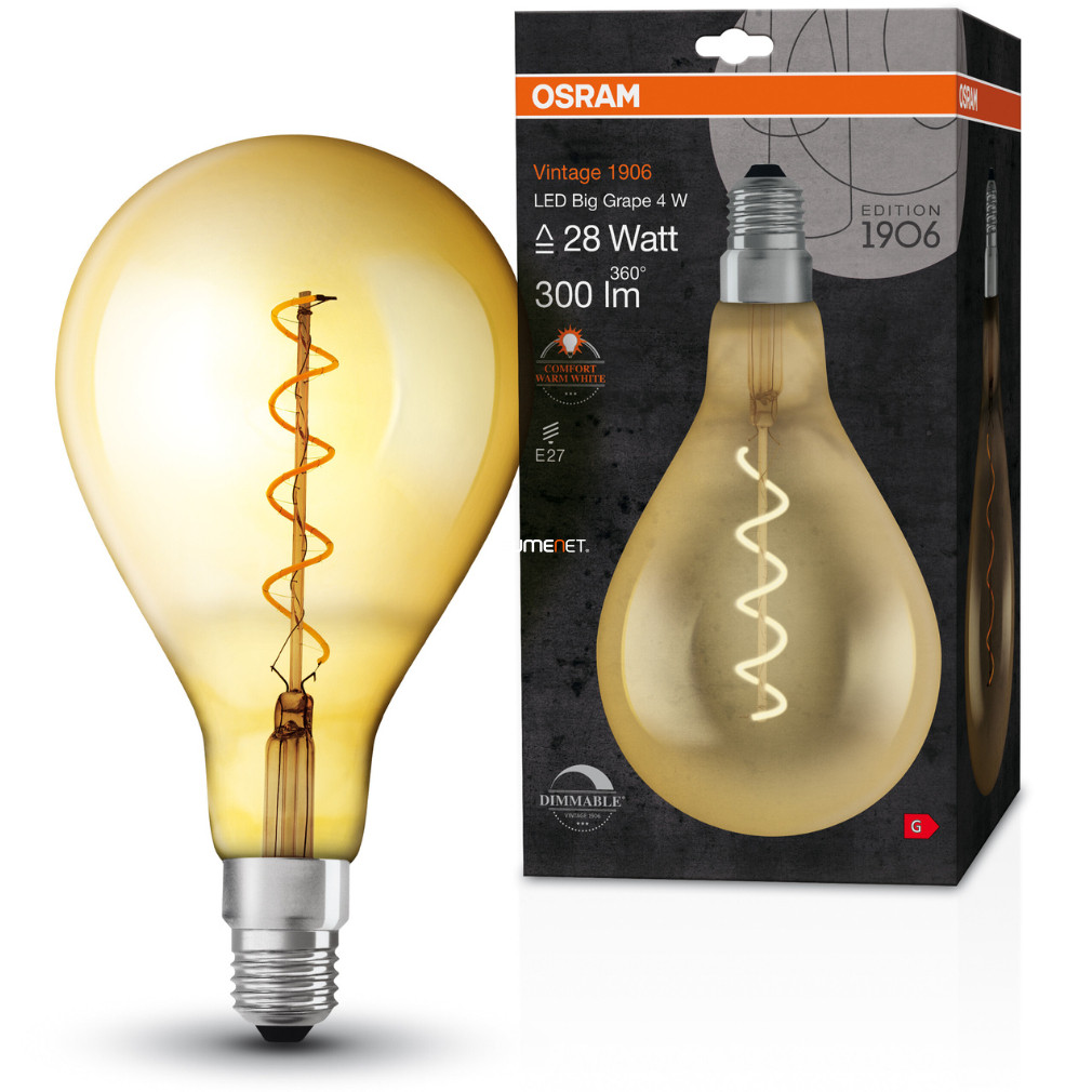 Osram Vintage Grape E27 4W 300lm 2000K dimmable, brocart - înlocuiește becul de 28W