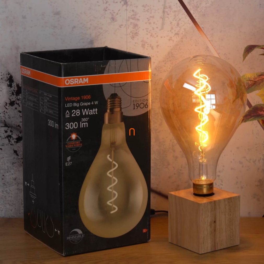 Osram Vintage Grape E27 4W 300lm 2000K reglabil, brostyán - în locul becurilor de 28W
