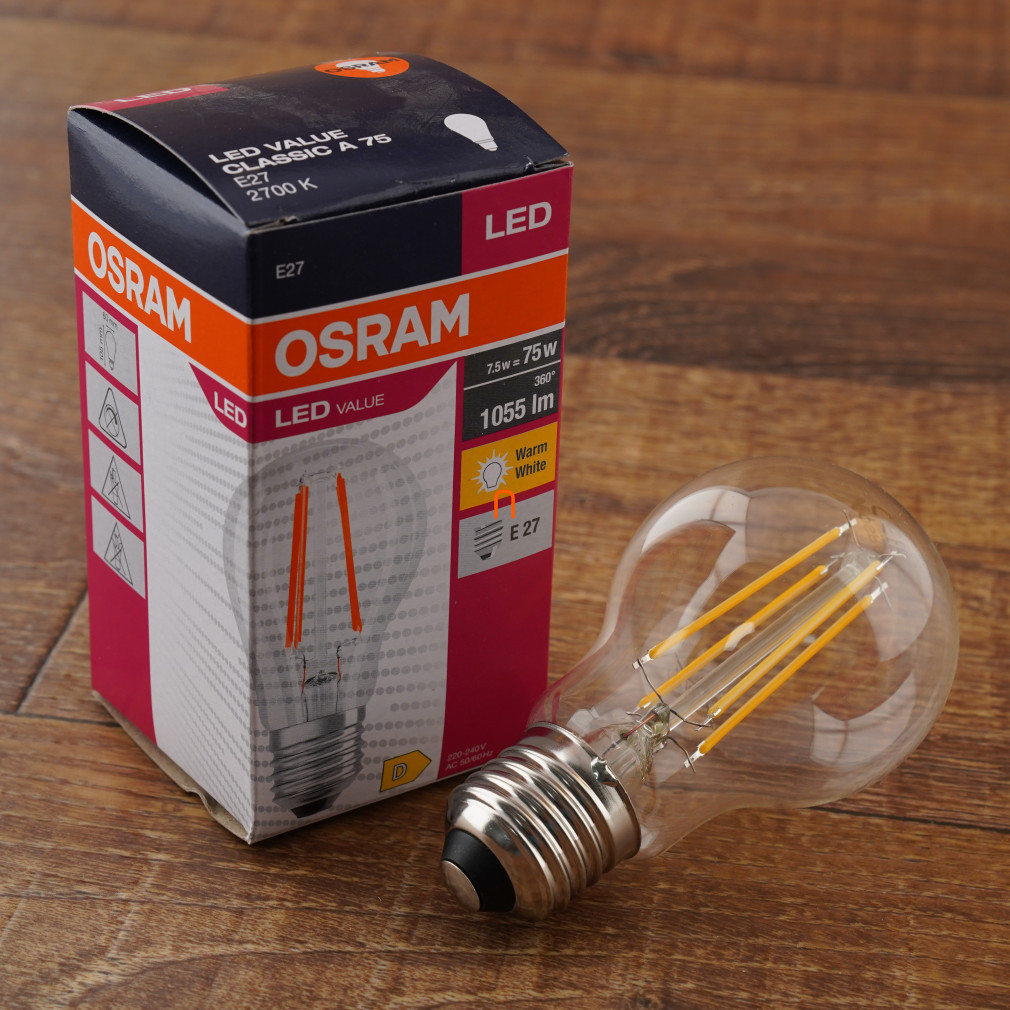 Osram E27 LED Value 7,5W 1055lm 2700K alb cald 300° - înlocuiește becul de 75W