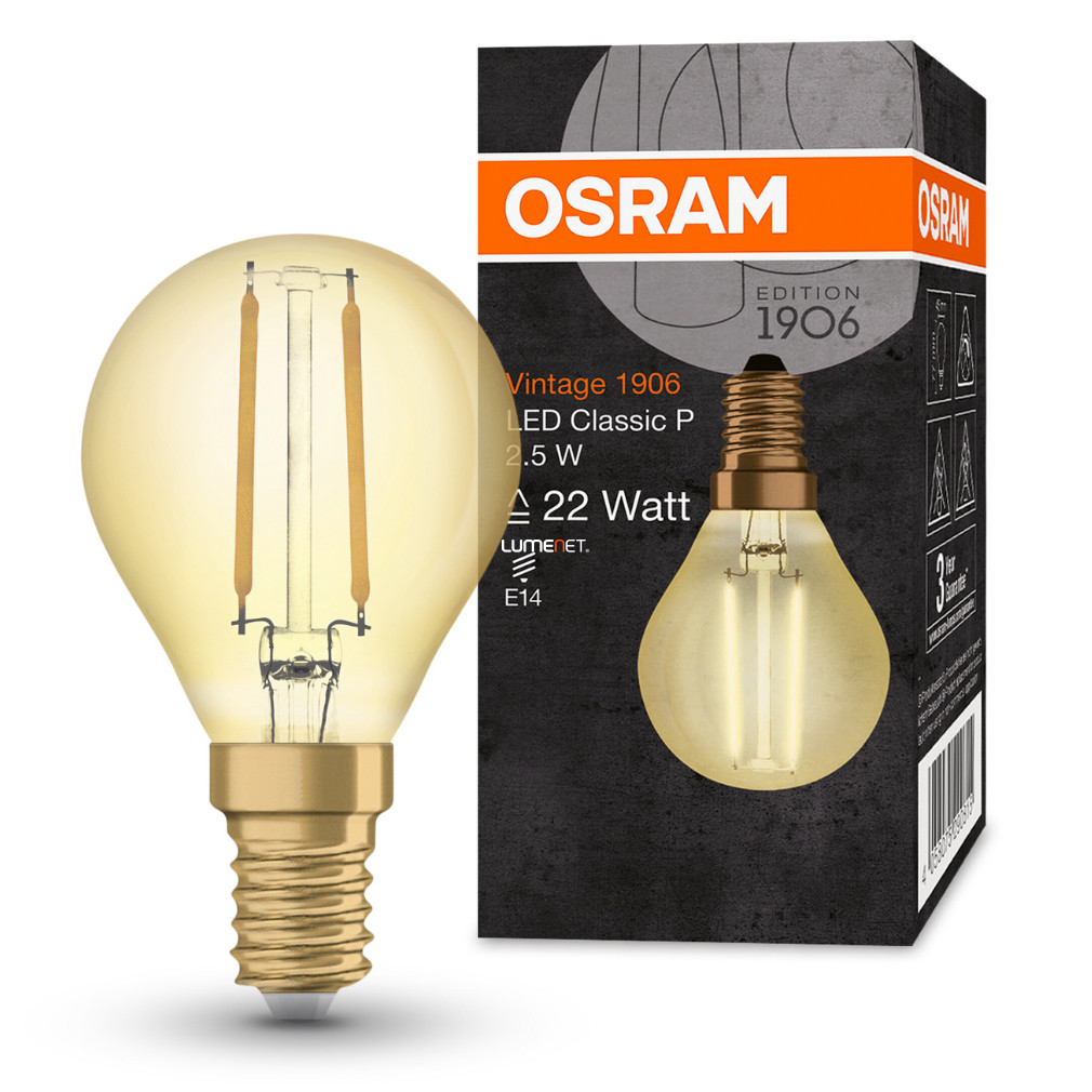 Osram Vintage P E14 2,5W 220lm 2400K, chihlimbar - înlocuiește becul de 22W