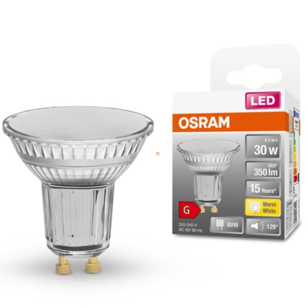 Osram GU10 LED Star 4.3W 350lm 2700K alb cald 120° - înlocuire bec 30W