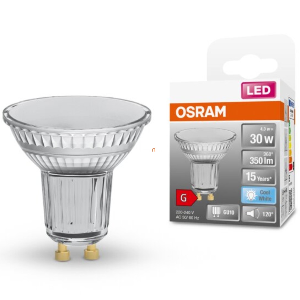 Osram GU10 LED Star 4.3W 350lm 4000K alb rece 120° - înlocuire bec 30W