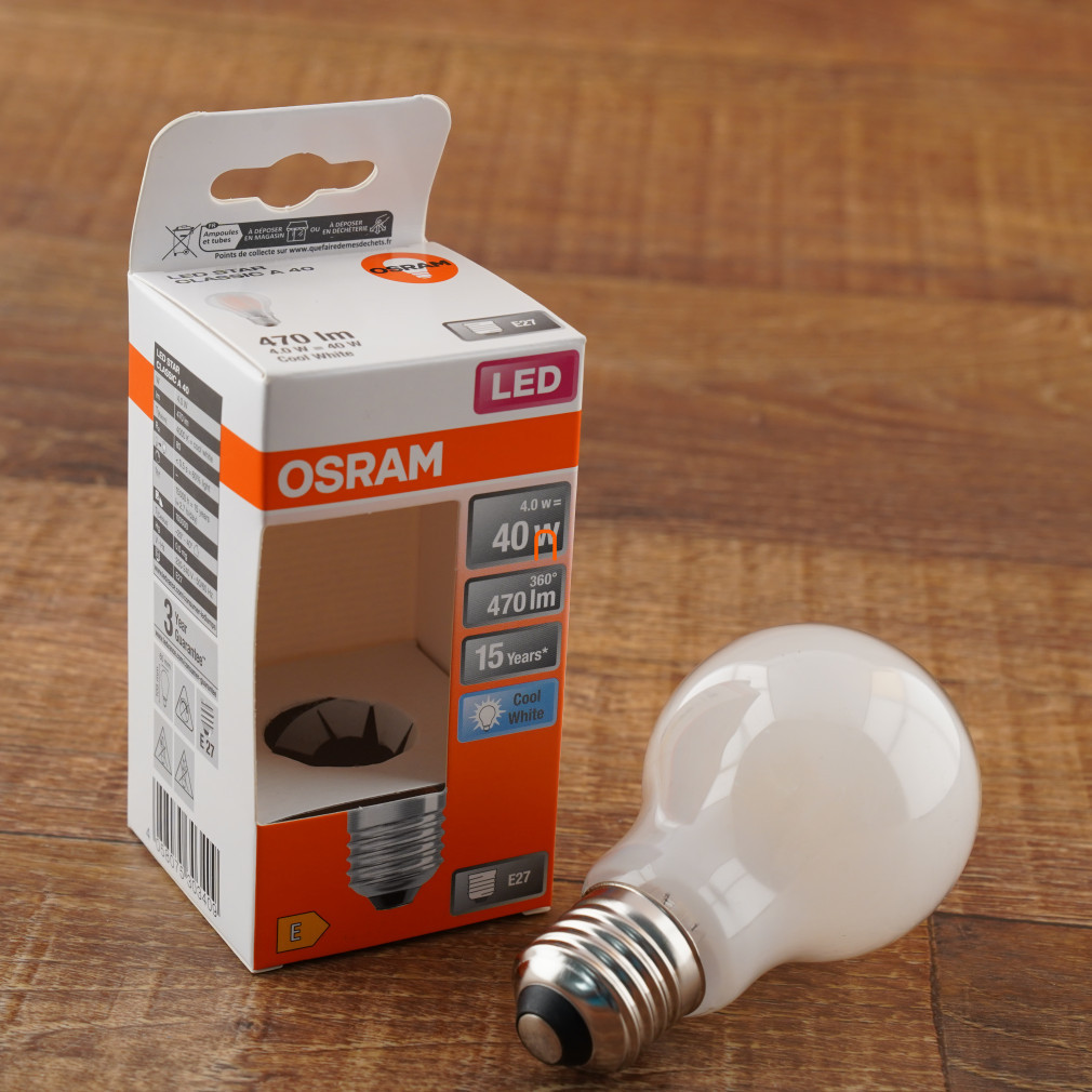Osram E27 LED Star 4W 470lm 4000K alb rece 300° opal - înlocuiește becul de 40W
