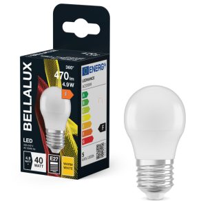   Bellalux E27 LED glob mic, 4,9 W, 470 lm, 2700 K, alb cald, plastic opal - înlocuiește becul de 40 W - Classic P