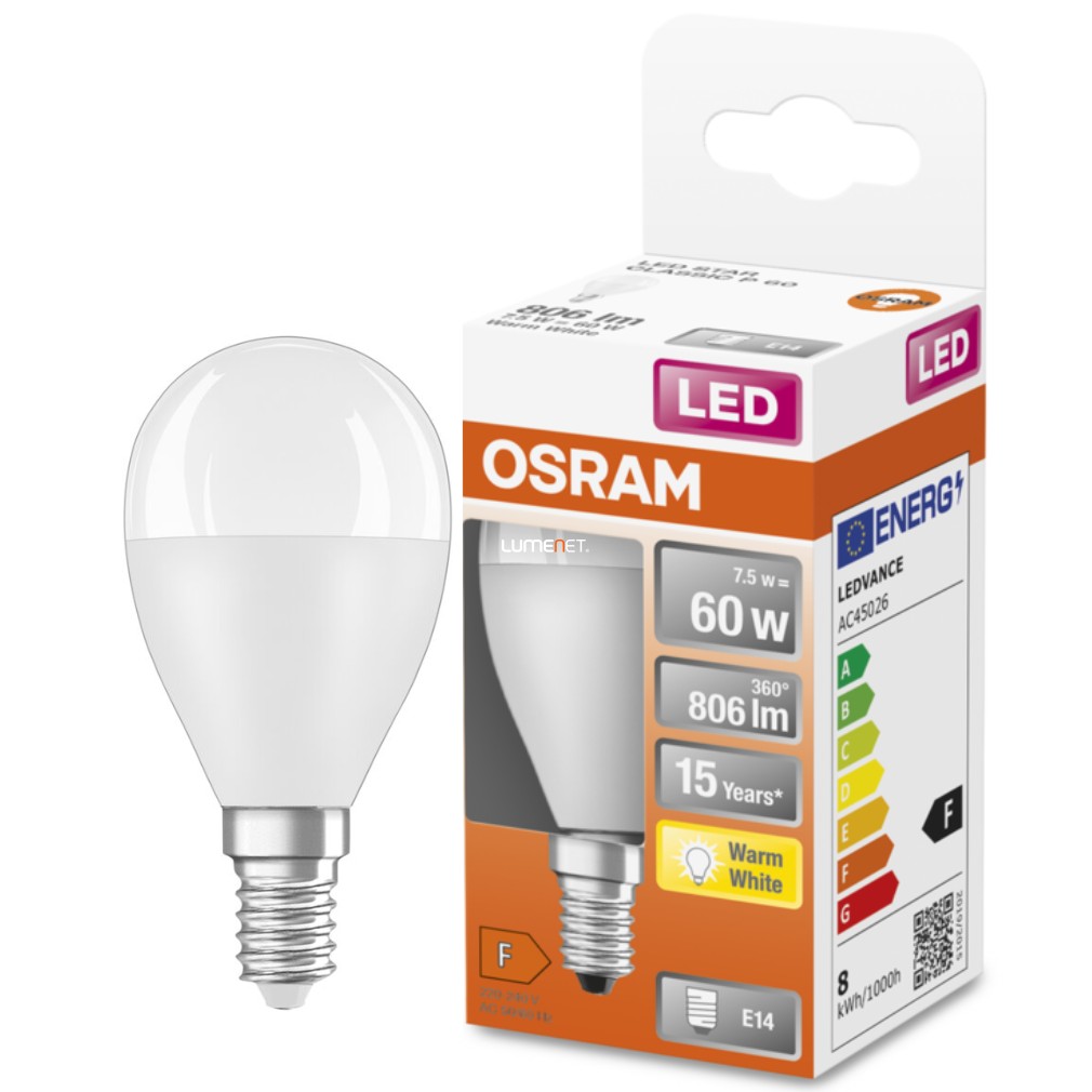 Osram E14 LED Star glob mic 7W 806lm 2700K alb cald 200° - înlocuiește becul 60W