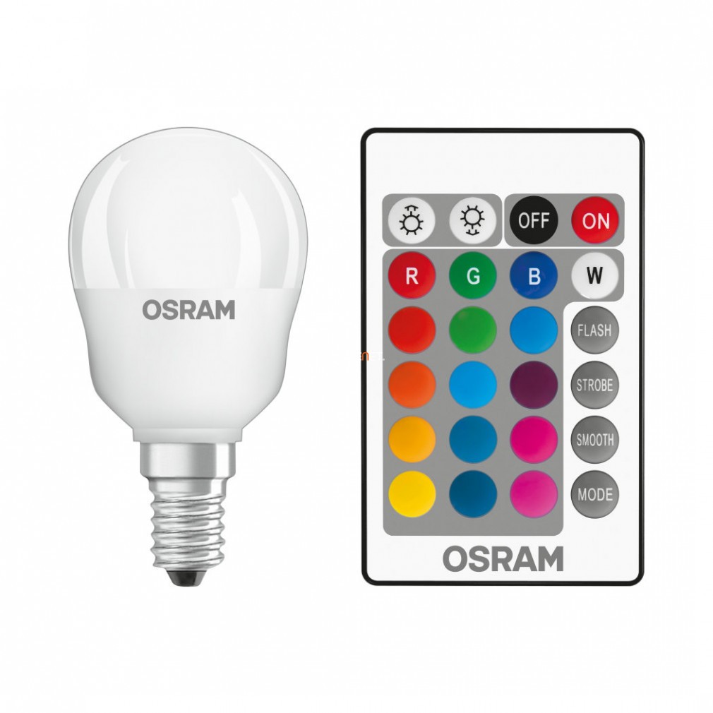 Osram E14 LED Star+ 4,2W 250lm RGBW, reglabil prin telecomandă - înlocuiește becul de 25W