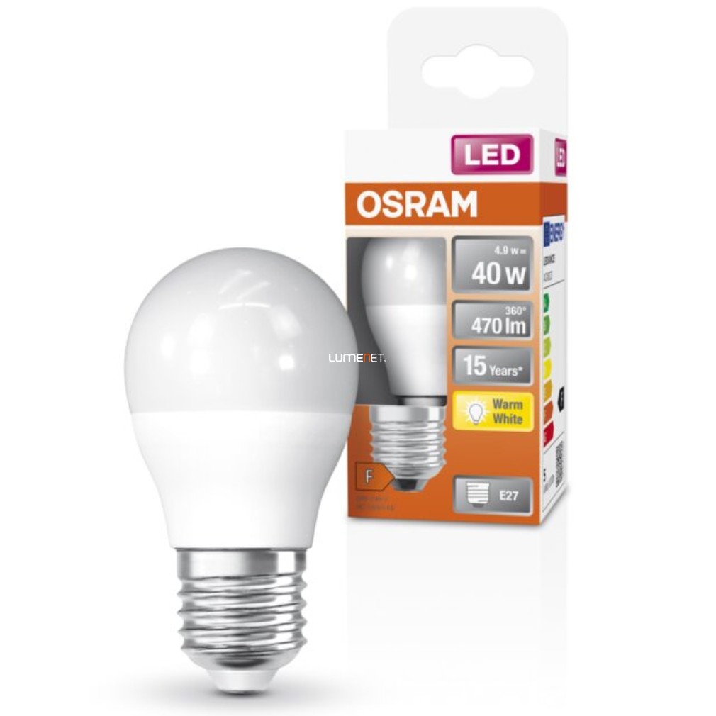 Osram E27 LED Star glob mic 4.9W 470lm 2700K alb cald 200° - înlocuire bec 40W