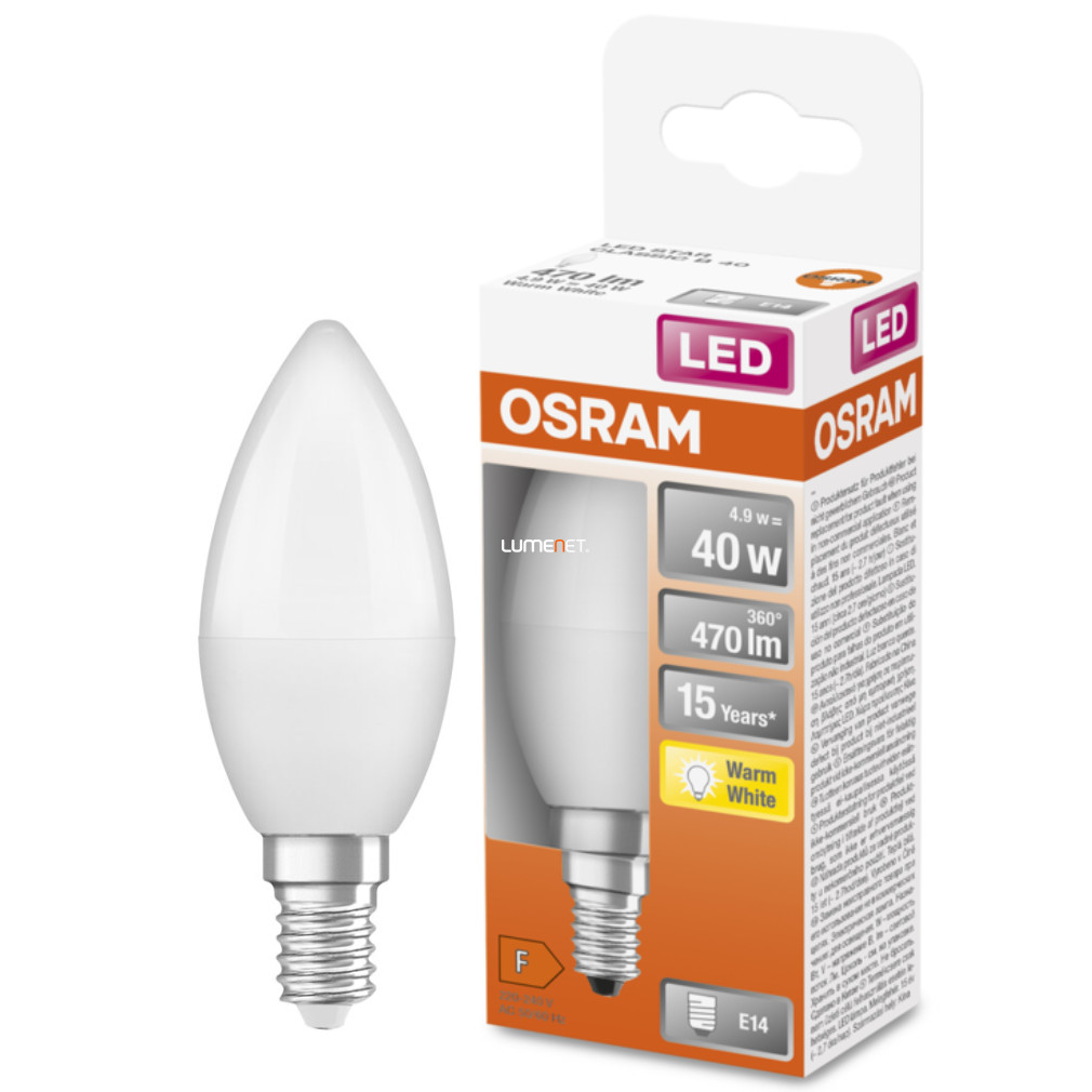 Osram E14 LED Lumânare stea 4.9W 470lm 2700K alb cald 200° - înlocuire bec 40W