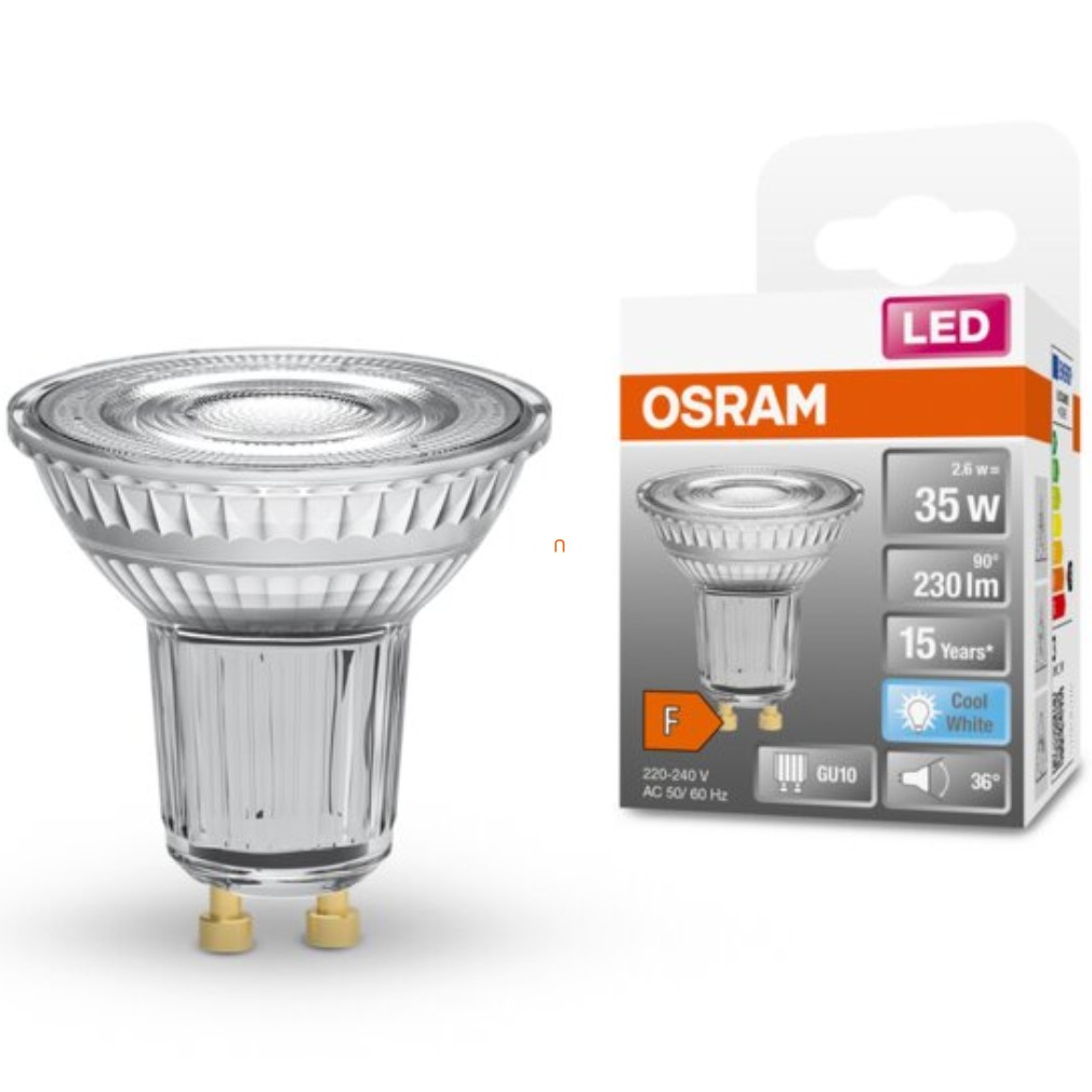 Osram GU10 LED Star 2.6W 230lm 4000K alb rece 36° - înlocuire bec 35W