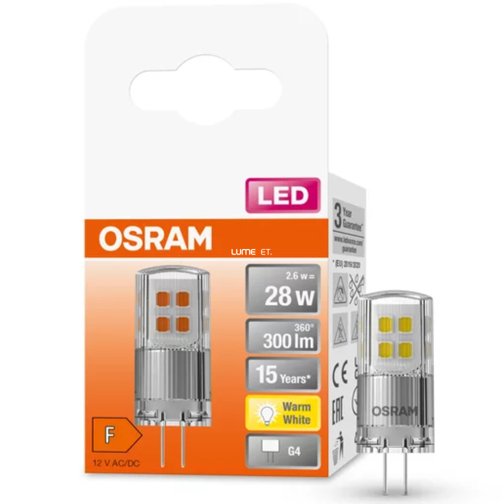 Osram G4 12V LED Special 2,6W 300lm 2700K alb cald, 320° - înlocuiește becul de 28W