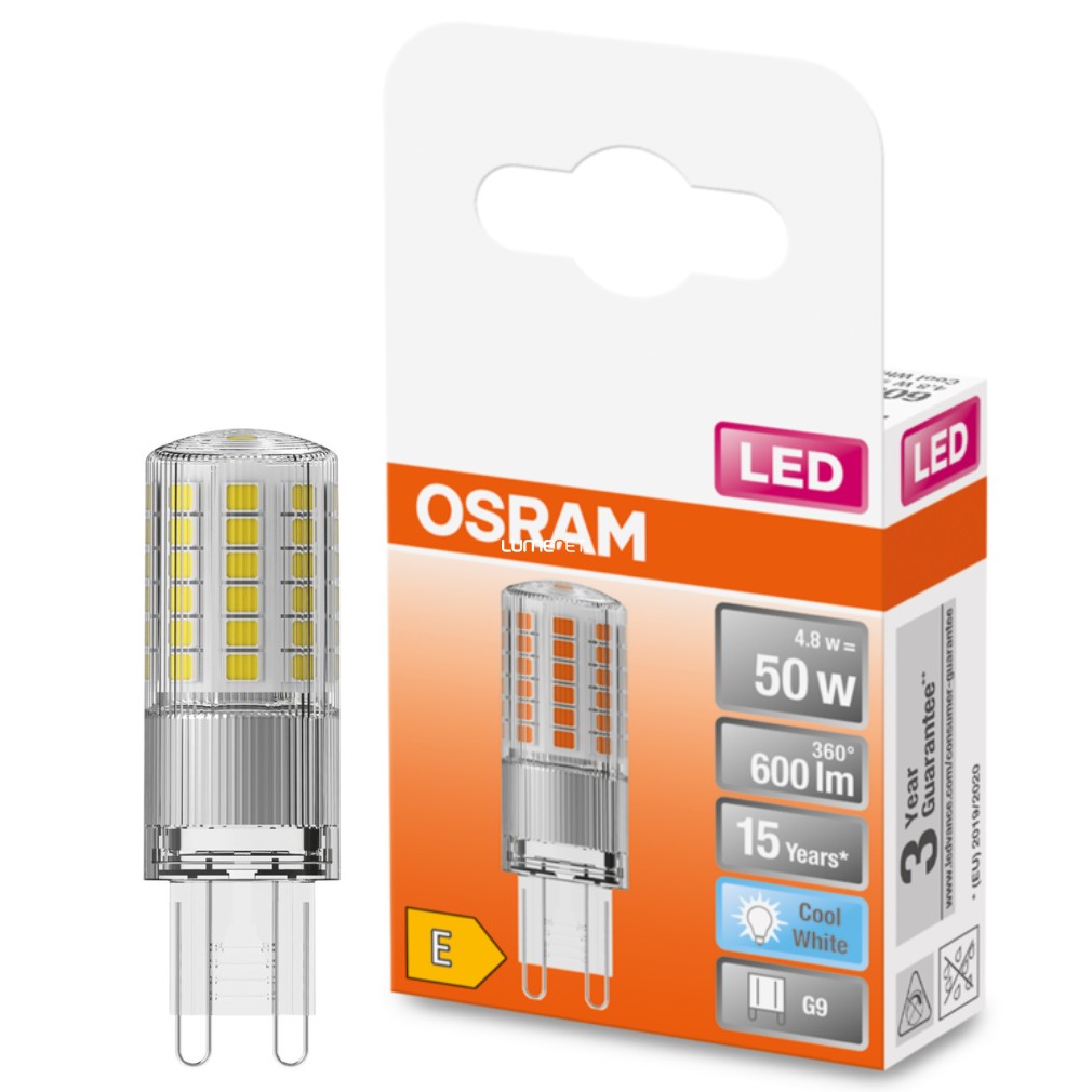 Osram G9 LED Special 4.8W 600lm 4000K alb rece 320° - înlocuire bec 50W