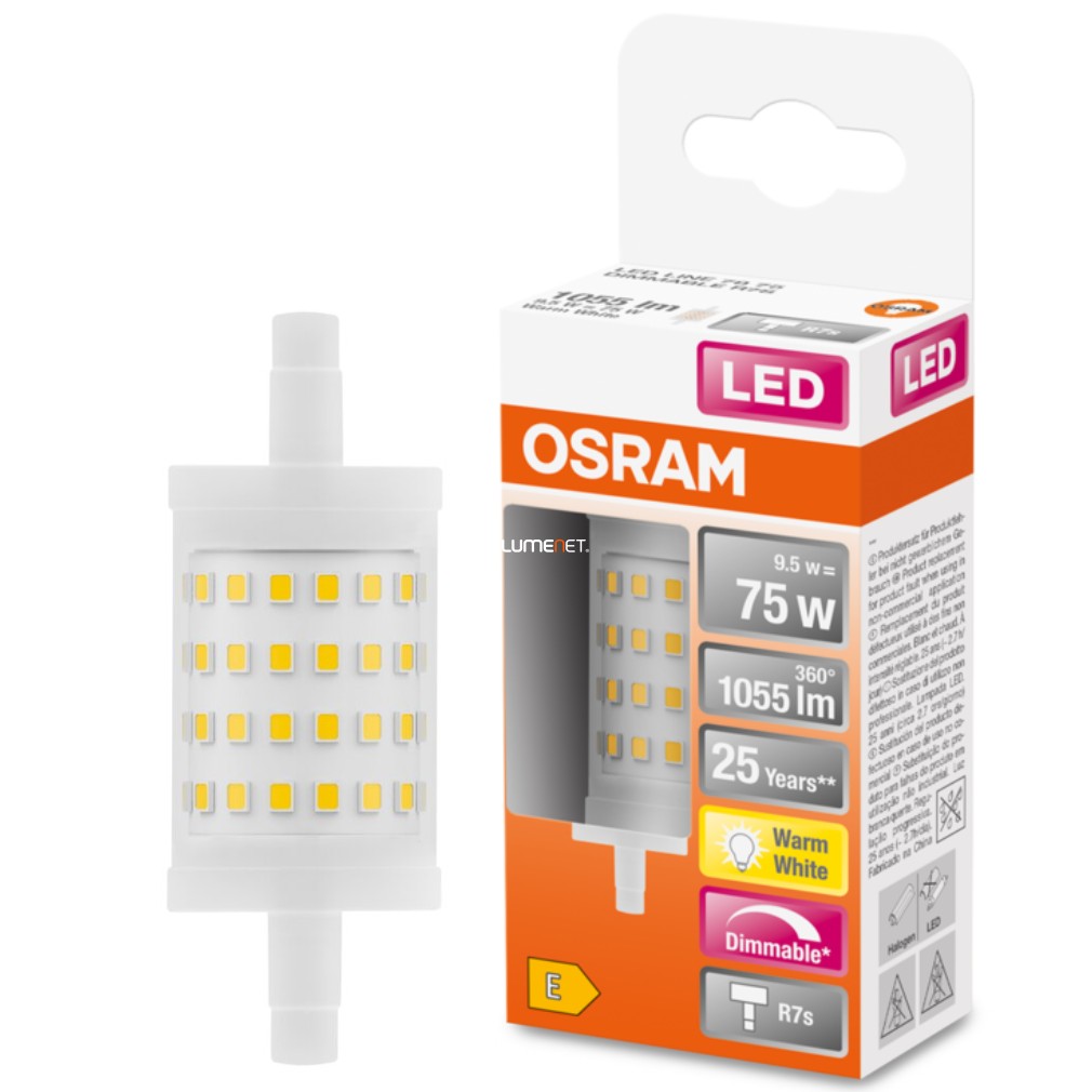 Osram R7s LED Special Line 9.5W 1055lm 2700K alb cald, reglabil 300° - înlocuiește becul de 75W