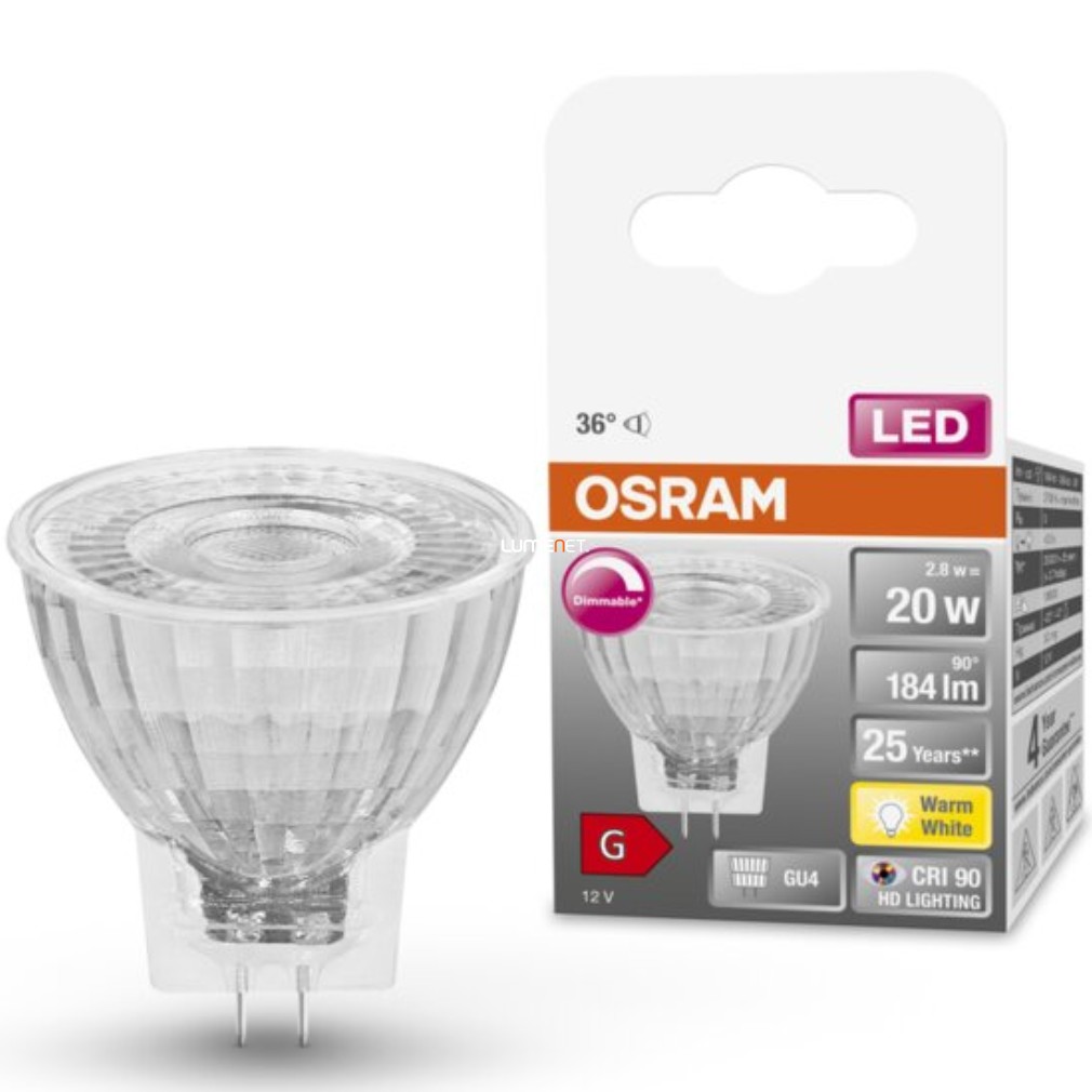 Osram GU4 12V LED SStar 3.2W 184lm 2700K alb cald, reglabil 36° - înlocuire bec 20W