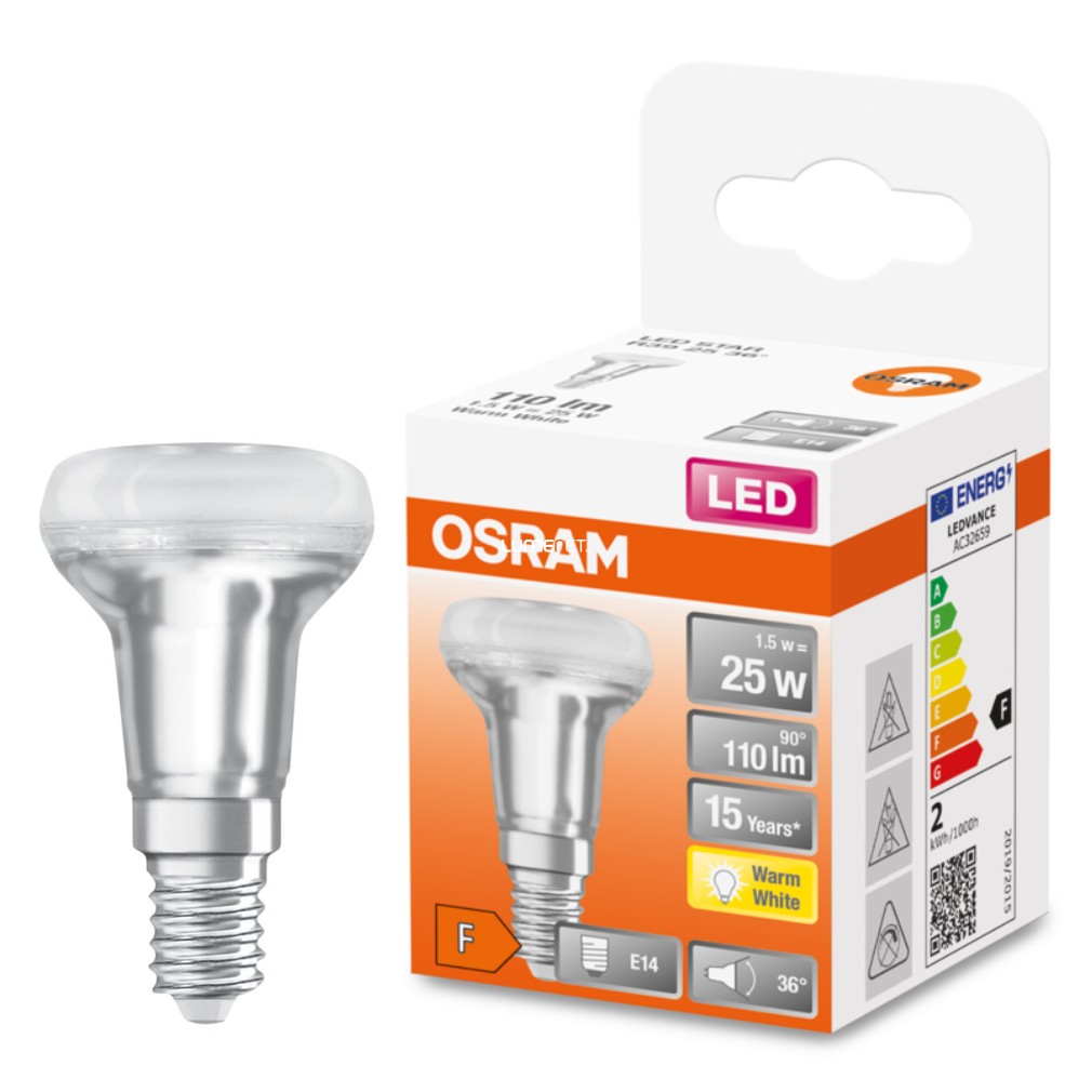 Osram E14 R39 LED Star 1.5W 110lm 2700K alb cald 36° - înlocuiește becul de 25W