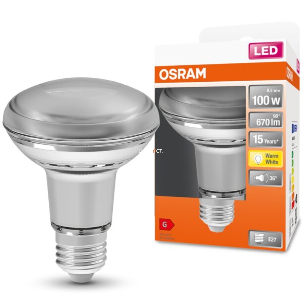 Osram E27 R80 LED Star 9.1W 670lm 2700K alb cald 36° - 100W înlocuire bec