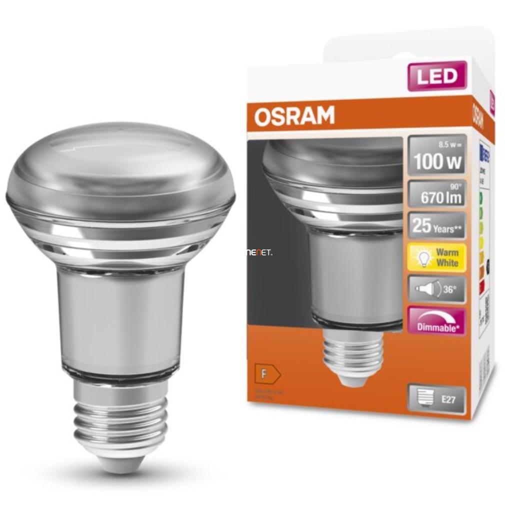 Osram E27 R80 LED SStar 9.6W 670lm 2700K alb cald, reglabil 36° - înlocuiește becul 100W