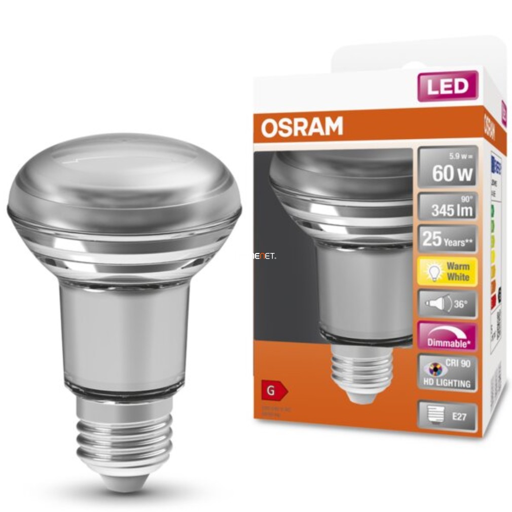 Osram E27 R80 LED SStar 5.9W 350lm 2700K alb cald, reglabil 36° - înlocuiește becul de 60W