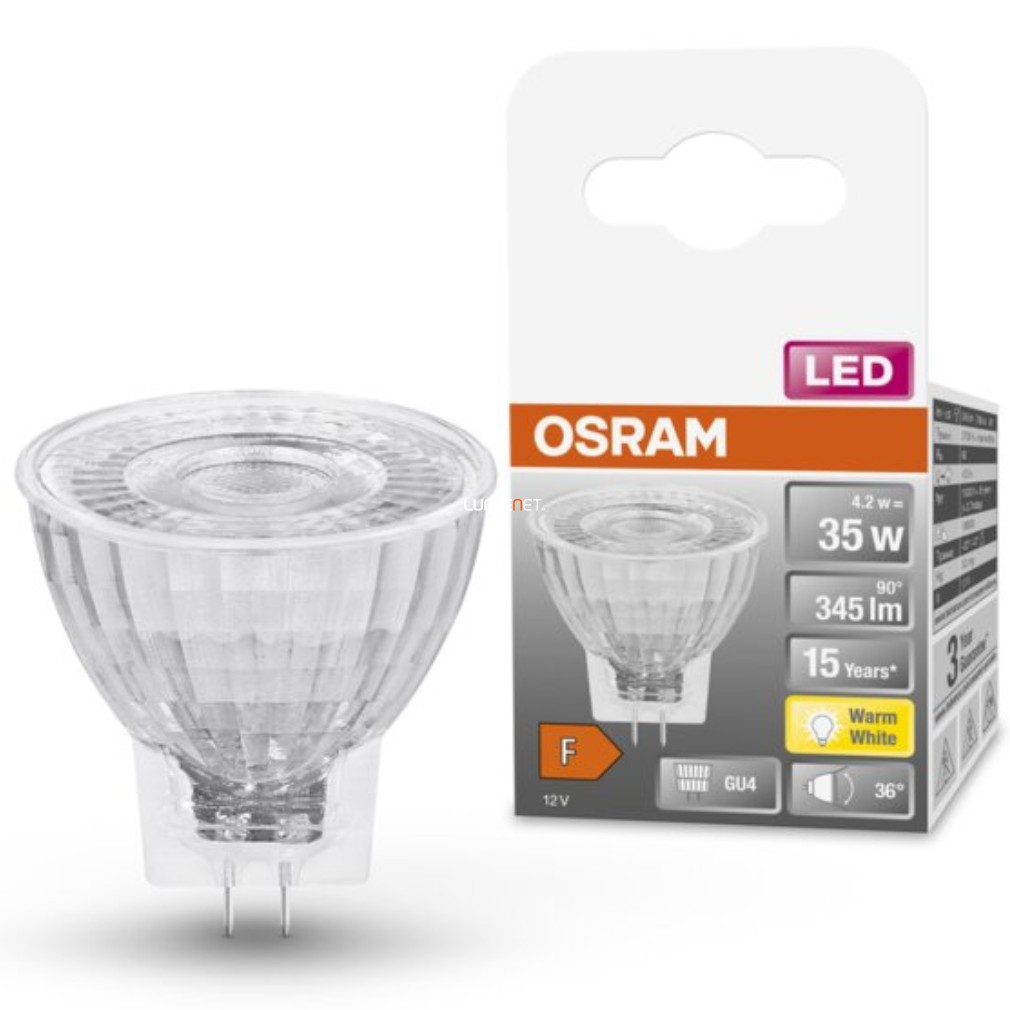 Osram GU4 12V LED Star 4.2W 345lm 2700K alb cald 36° - înlocuire bec 35W