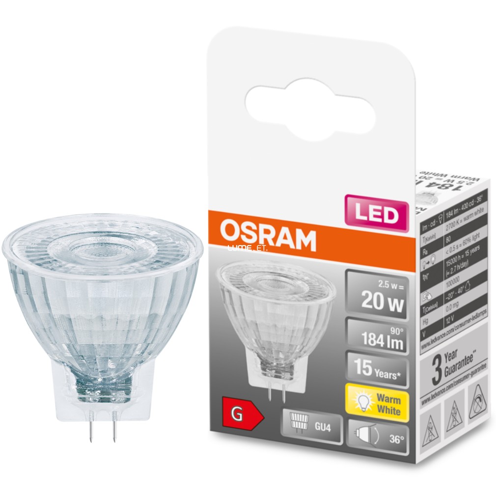 Osram GU4 12V LED Star 2.5W 184lm 2700K alb cald 36° - înlocuire bec 20W