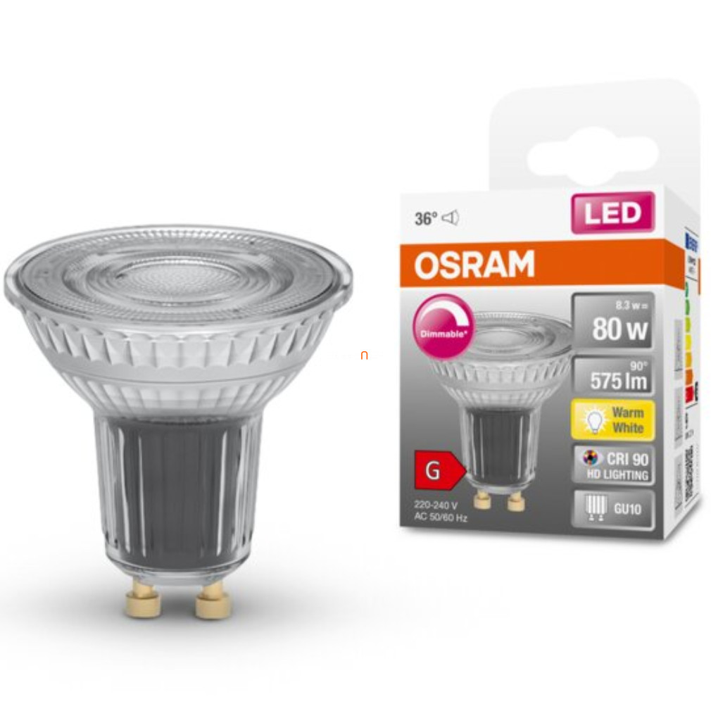 Osram GU10 LED SStar 8.3W 575lm 2700K alb cald, reglabil 36° - înlocuiește becul 80W