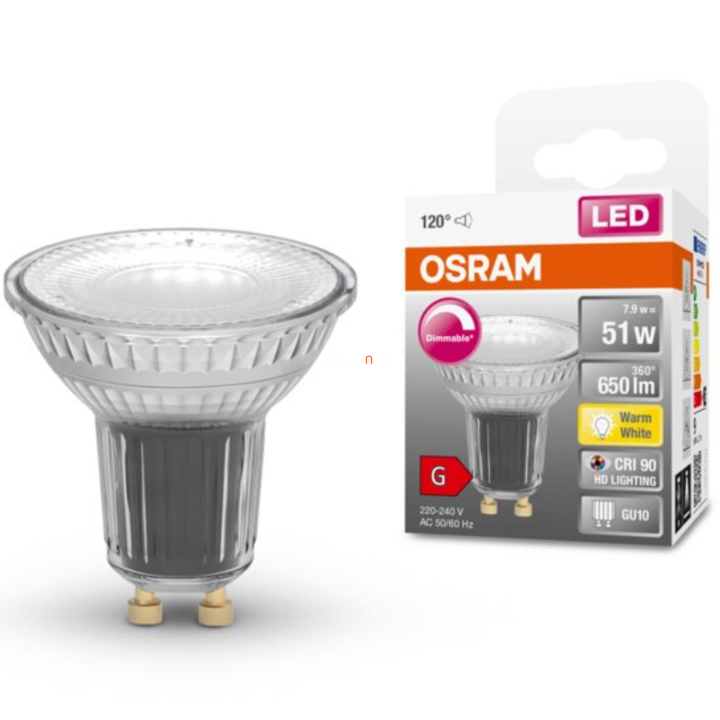 Osram GU10 LED SStar 7.9W 650lm 2700K alb cald, reglabil 120° - înlocuiește becul 51W