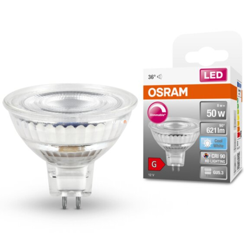 Osram GU5.3 12V LED SStar 8W 621lm 4000K alb rece, reglabil 36° - înlocuiește becul de 50W