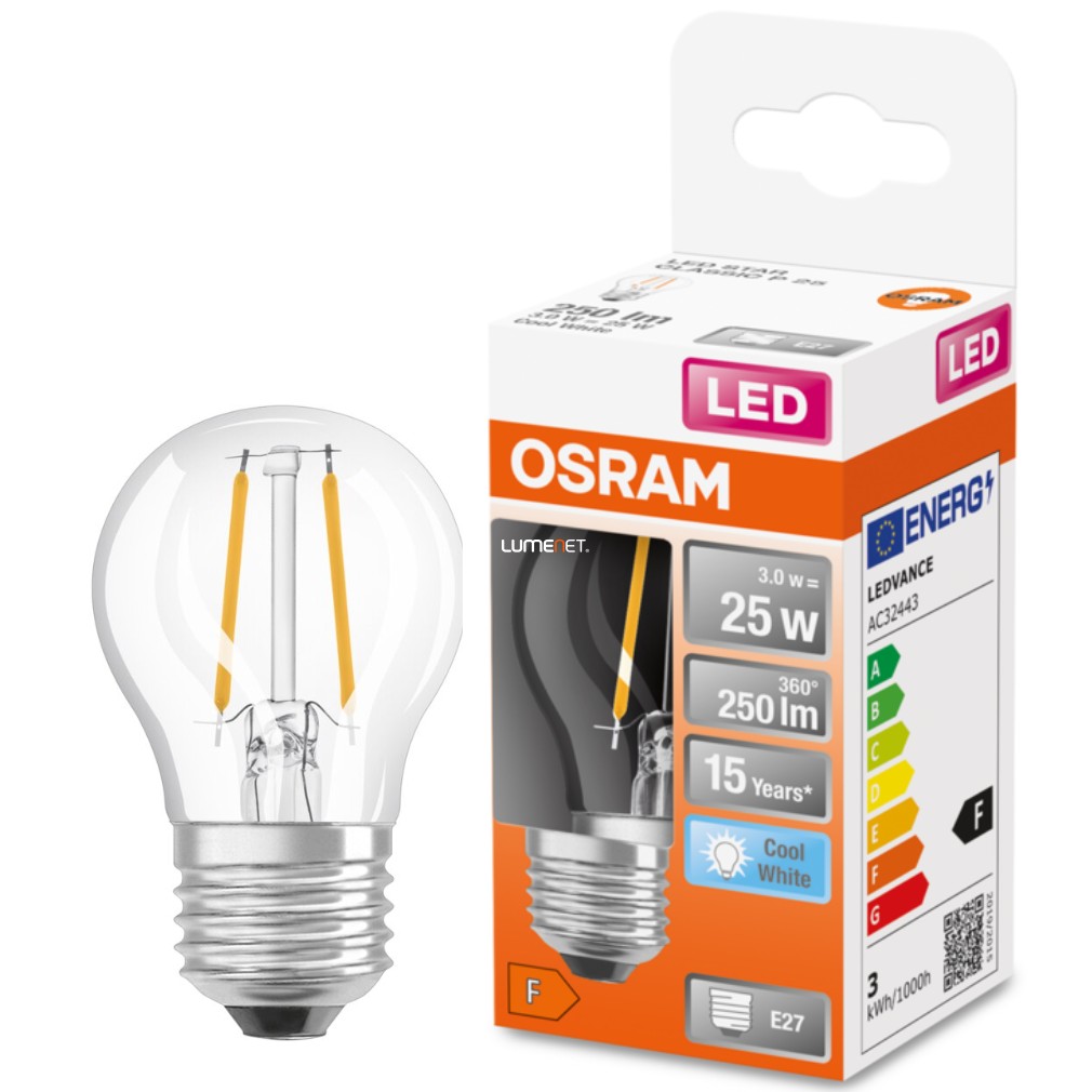 Osram E27 LED Star glob mic 2.5W 250lm 4000K alb rece 300° - înlocuire bec 25W