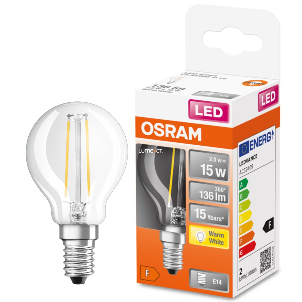 Osram E14 LED Star glob mic 1.5W 136lm 2700K alb cald 300° - înlocuire bec 15W