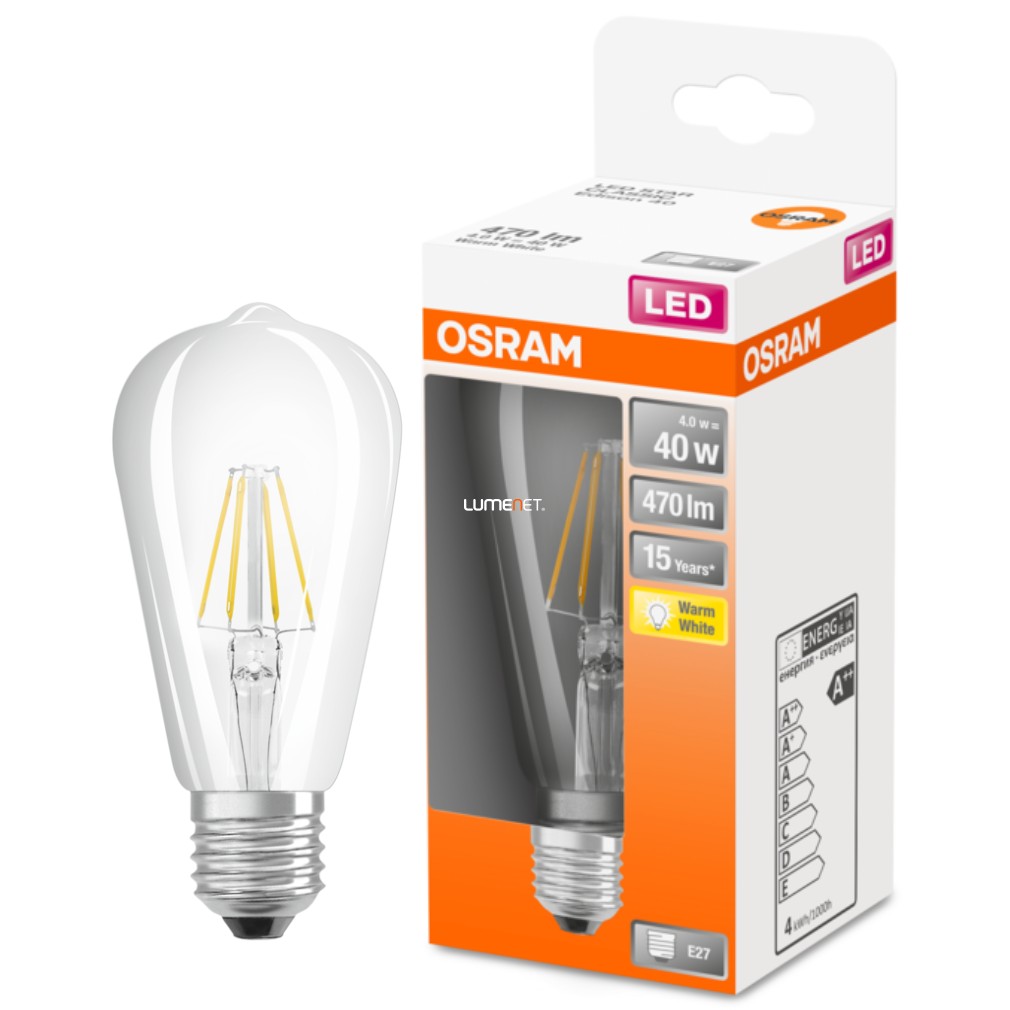 Osram E27 LED Star Edison 4W 470lm 2700K alb cald 300° - înlocuire bec 40W