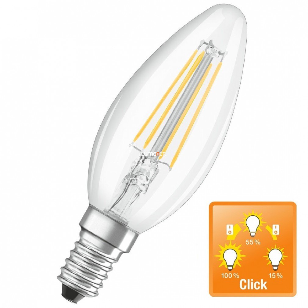 Osram E14 LED 4W 470lm 2700K alb cald, comutator 3Step reglabil - înlocuiește becul de 40W