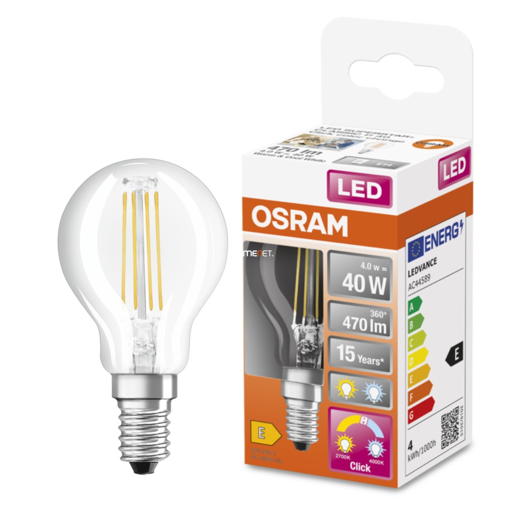 Osram E14 LED Star+ glob mic 4W 470lm 2700K/4000K 320° - înlocuire bec 40W