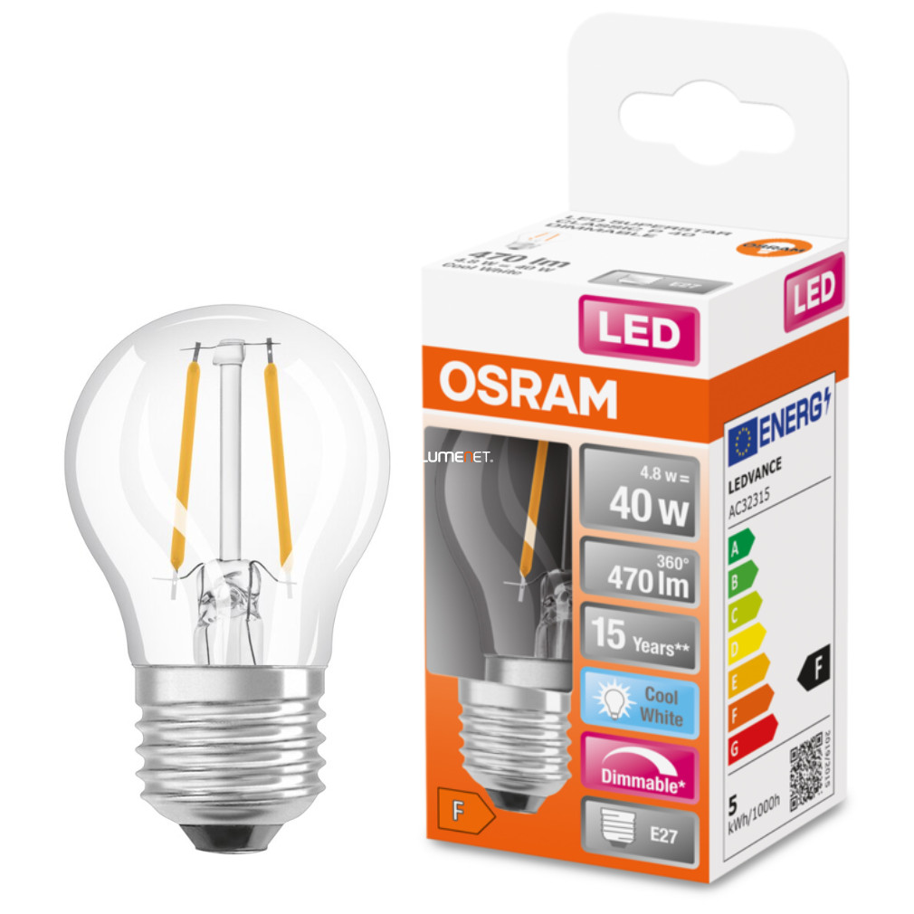 Osram E27 LED SStar glob mic 5W 470lm 4000K alb rece, reglabil 320° - înlocuire bec 40W