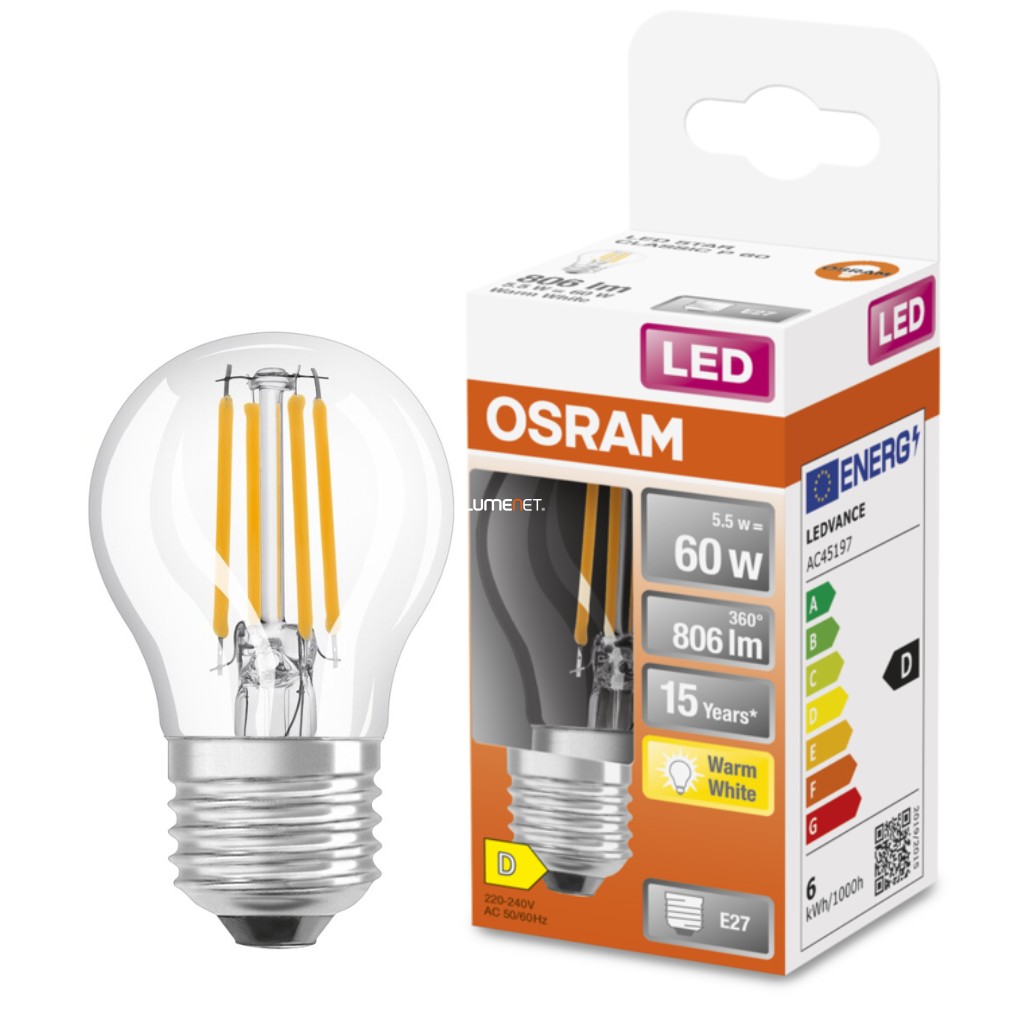 Osram E27 LED Star glob mic 5.5W 806lm 2700K alb cald 300° - înlocuiește becul 60W