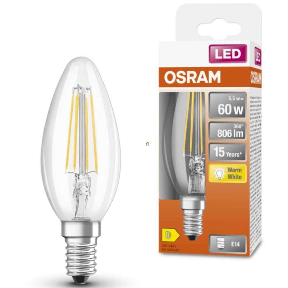 Osram E14 LED Lumânare stea 5.5W 806lm 2700K alb cald 300° - înlocuiește becul 60W