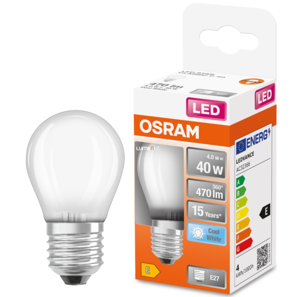 Osram E27 LED Star glob mic 4W 470lm 4000K alb rece 300° opal - înlocuire bec 40W